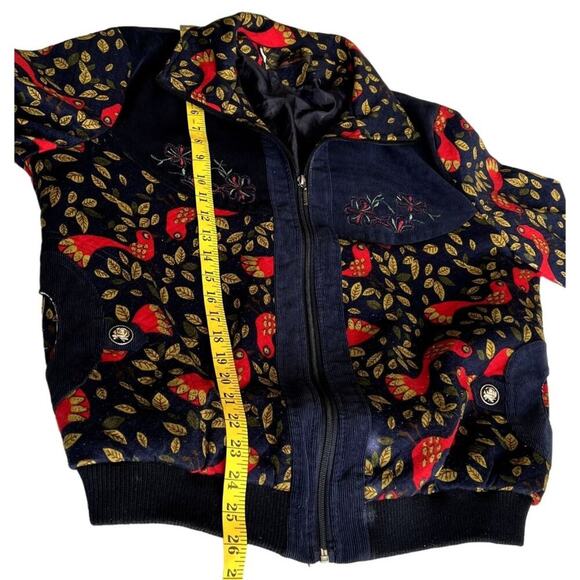 Mu PhaPhafo Embroidered Corduroy VTG Women Bomber Jacket Cottagecore Hippie Boho - Picture 5 of 10